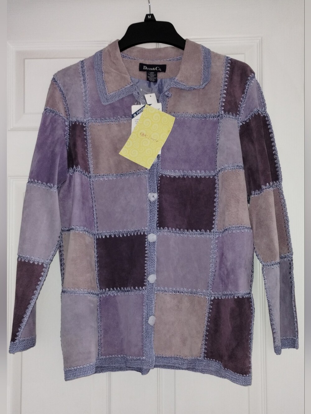 Vintage Denim&Co Lavender Patchwork Leather Jacket